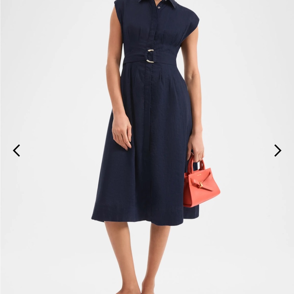 Veronica Beard Loreta Belted Linen Dress